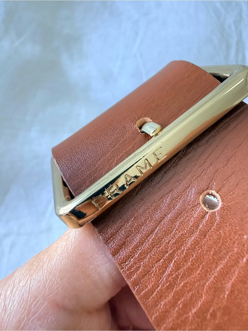 Frame Denim | Women’s Large 34-38” | Brown Leather Wide Belt  | Gold Tone Buckle